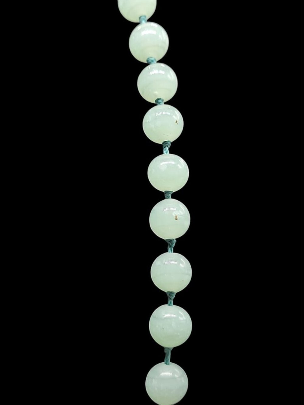 Vintage Les Bernard Signed Jade Bead Necklace Hand Knotted Barrel Clasp 34" - Picture 5 of 12